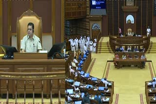 Opposition protests over back door appointment  UDF protest in Kerala assembly session  UDF protest  PSC  Employment exchange  UDF protest  Opposition protest  Kerala assembly session  VD Satheeshan  MB Rajesh  പിൻവാതിൽ നിയമനത്തിൽ പ്രതിപക്ഷ പ്രതിഷേധം  ഒന്നാം പിണറായി സർക്കാർ  ഇടത് സർക്കാർ  മന്ത്രി എം ബി രാജേഷ്  പിൻവാതിൽ നിയമനം  പിണറായി സർക്കാർ  ഒന്നാം പിണറായി സർക്കാർ  യുഡിഎഫ്  പി സി വിഷ്‌ണുനാഥ്  തിരുവനന്തപുരം കോർപറേഷൻ  പ്രതാപക്ഷ നേതാവ് വി ഡി സതീശൻ