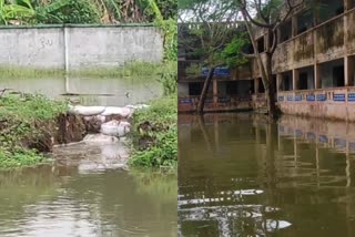 வீரசோழன் ஆற்றில் உடைப்பு: தண்ணீரில் தத்தளித்த அரசு பள்ளி