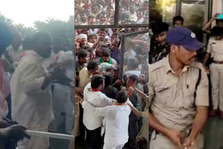 Police Lati charge on Congress activists in vikarabad