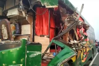 Bus full of passengers collided with truck