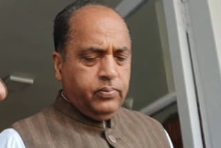 Himachal CM Jairam Thakur talking to reporters at Bilaspur