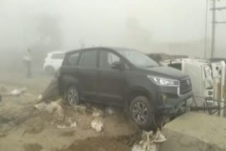 Eight vehicles collided with each other due to fog on Barnala-Bathinda highway