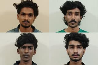 youth  College students  Palakkad  Ganja  railway police  Bengaluru  thrissur  ഉത്സവ സീസണ്‍  ബെംഗളൂരു  തൃശൂരിലേക്ക്  കഞ്ചാവുമായി  നാലുപേര്‍ പിടിയില്‍  റെയിൽവേ പൊലീസിന്‍റെ  റെയിൽവേ  പാലക്കാട്  കോളജ്  വിദ്യാർഥി