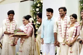 Niranj Maniyanpilla Raju tie knot with Niranjana  Niranj Maniyanpilla Raju married to Niranjana  Niranj Maniyanpilla Raju married  Niranj Maniyanpilla Raju wedding  മണിയന്‍പിള്ള രാജുവിന്‍റെ മകന്‍ വിവാഹിതനായി  നിരഞ്ജ്‌ വിവാഹിതനായി  നിരഞ്ജനയെ താലി ചാര്‍ത്തി നിരഞ്ജ്‌  നിരഞ്ജ്‌ മണിയന്‍പിള്ള രാജു വിവാഹിതനായി  നിരഞ്ജ്‌ മണിയന്‍പിള്ള രാജു  നിരഞ്ജ്‌  വിവാഹിതനായി