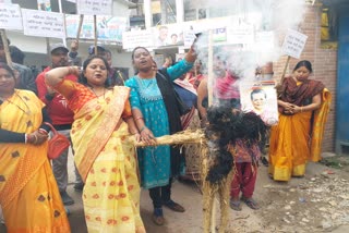 Women Congress leaders protest in Ranchi