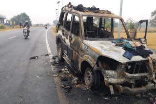 fire breaks out car due to short circuit in boudh