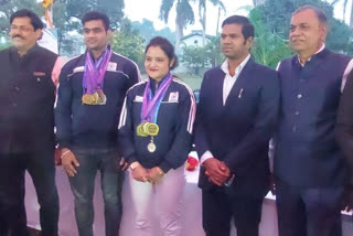 Two gold winner Weightlifter Felicitated in Maithon