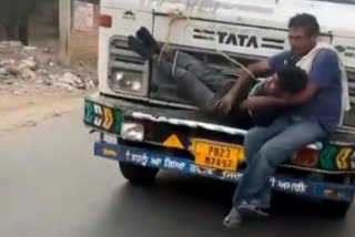 Man accused of stealing wheat bags tied to moving trucks bonnet in Punjab
