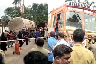 Tanker lorry accident in Kochi  Tanker lorry  Tanker lorry accident  Kochi news updates  accident news in Ernakulam  Ernakulam news updates  എറണാകുളം വാര്‍ത്തകള്‍  കൊച്ചിയില്‍ ടാങ്കര്‍ ലോറി അപകടം  ദുരന്തം ഒഴിവായത് തലനാരിഴയ്‌ക്ക്  ഇരുമ്പനം ഐഒസി  എഥനോളുമായെത്തിയ ടാങ്കര്‍ ലോറി അപകടത്തിൽപ്പെട്ടു  സി പോർട്ട് എയർപോർട്ട് റോഡ്  അഗ്നിശമന സേന