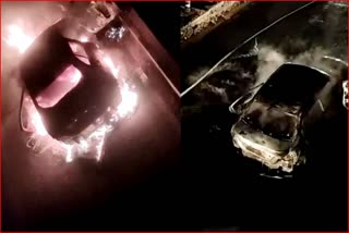 fire caught in Taxi in Panchkula