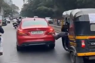 Rickshaw Driver Push Mercedes Car