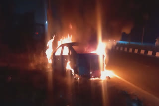 car caught fire on 66 feet road in Jalandhar