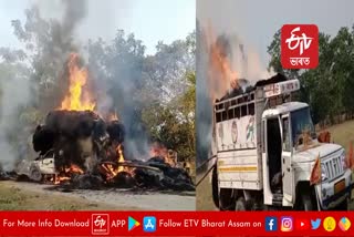 Truck burnt in Morigaon