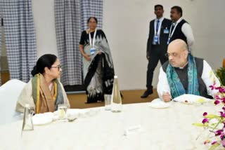 West Bengal Chief Minister Mamata Banerjee with Union Home Minister Amit Shah at the 25th Eastern Zone Council meeting