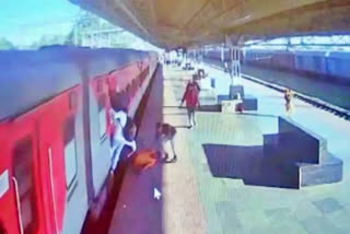 Watch: Man falls trying to board running train, saved by RPF jawan