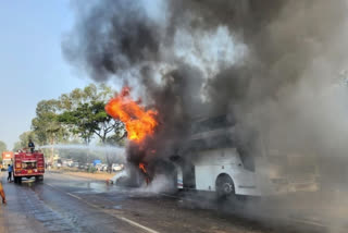 tire burst travels caught fire