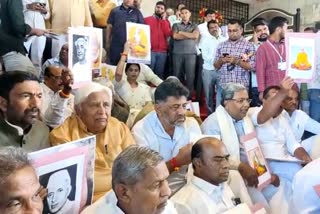 Congress leaders protest in Suvarna Soudha of Belgavi