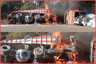 Fatal accident on Mumbai Goa highway The truck caught fire