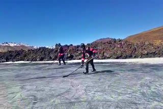 Dogra Regiment Jawans practice for Ice hockey competition in Spiti