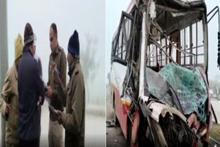road-accident-in-jhajjar bus and truck collision in Jhajjar Bus truck Collided At Chhara In Jhajjar