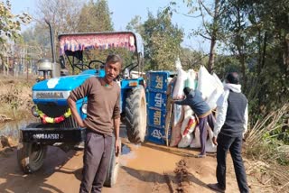 Tractor trolley overturned on road