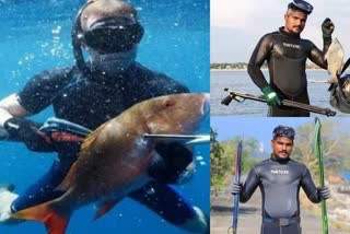 kerala gun fisher shibu joseph dives deep inside the ocean for fish
