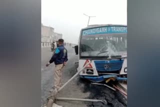 CTU bus collides with divider on Ludhiana