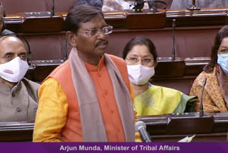 Union Minister for Tribal Affairs Arjun Munda addresses the Parliament