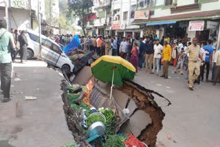 Collapsed drainage canal in Hyderabad