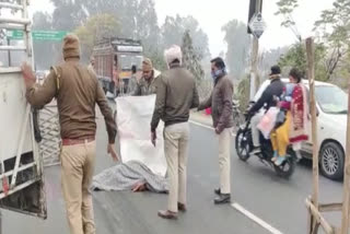 A person died due to being hit by a truck at Hoshiarpur