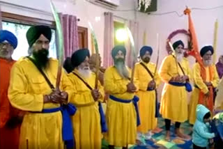 Nagar Kirtan in Bhiwani Akal Gatka Group of Punjab Shobha Yatra in Bhiwani