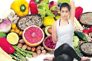 healthy food and yoga for good health