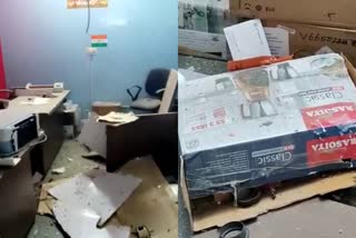 Mixi blast in Courier shop at Hassan karnataka  Mixi blast in Courier shop  courier shop blast  mixi blast  കൊറിയർ സർവീസ്  കൊറിയർ സർവീസിൽ മിക്‌സി പൊട്ടിത്തെറിച്ചു  മിക്‌സി പൊട്ടിത്തെറിച്ചു  കൊറിയറായി എത്തിയ മിക്‌സി പൊട്ടിത്തെറിച്ചു  കർണാടകയിൽ മികസി പൊട്ടിത്തെറിച്ചു  ഹാസൻ കർണാടക  കൊറിയർ  മിക്‌സി പൊട്ടിത്തെറിച്ച് പരിക്ക്