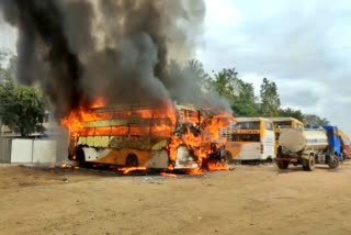 private buses caught fire