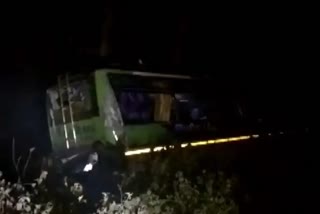 road accident in Sitapur 50 people injured after bus fell into pond