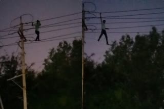 bhopal man climbed on electric wires