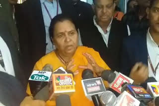 Former MP CM Uma Bharati speaking to reporters