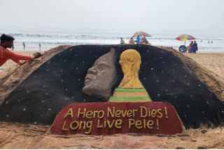 Sand artist creates footballer Pele sculpture on Odisha's Puri beach