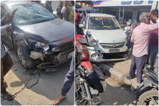 High speed car hit many vehicles