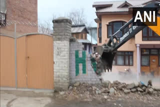 Jammu and Kashmir Administration demolishes property of Militant Amir Khan, in Anantnag's Pahalgam