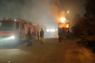 Trailer fire at Shahjahanpur toll plaza