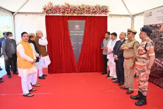 Amit Shah laying the foundation stone