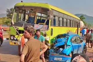 collision between car and bus