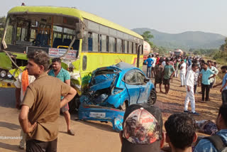 Car returning from Goa's New Year party collided with KSRTC bus, Four killed, one injured