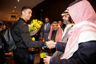 Cristiano Ronaldo arrives in Saudi Arabia  Al Nassr  Cristiano Ronaldo  Cristiano Ronaldo news  Cristiano Ronaldo to join Al Nassr today  ക്രിസ്റ്റ്യാനോ റൊണാള്‍ഡോ  ക്രിസ്റ്റ്യാനോ റൊണാള്‍ഡോ സൗദിയില്‍  അല്‍ നസ്‌ര്‍  ക്രിസ്റ്റ്യാനോയെ അല്‍ നസ്‌ര്‍ ഇന്ന് അവതരിപ്പിക്കും