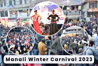 Tourists enjoying Winter Carnival in Manali.
