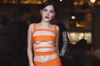 Urfi Javed wearing saffron colour dress amid Besharam Rang row