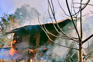 Two storey house burnt in Rampur.