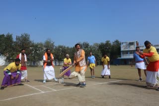 dhoti kurta cricket begins with chanting in bhopal