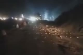 Rock fell near Mehar on National Highway...